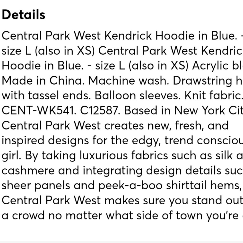 💥SALE💥Central Park West Kendrik Hoodie - Picture 5 of 6